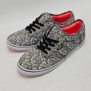 Vans Atwood Low Black White Doodle Print Neon Pink Sole Sneakers Womens 7 TB4R